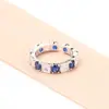 Anillo de Diamantes de Fila Completa con Circonita Microincrustada Exquisito de Gama Alta, Anillo Abierto Bicolor Elegante Versátil, Anillo para el Dedo Índice, Regalo para Mujer