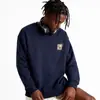 Moletom de Algodão Pesado para Casais, Corte Amplo, Gola Redonda, Pulôver sem Capuz, Versátil, Quente, Blusa Estampada para Outono e Inverno