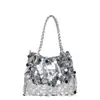 Bolsa de Ombro Única Tendência Personalidade Lantejoulas Grandes Feminina 2026 Nova Casual Grande Capacidade Design de Moda Chique para Sob o Braço