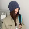 Gorro de tricô estilo preguiçoso japonês para mulheres, moda outono e inverno, chapéu despojado, faz o rosto parecer menor, para circunferência de cabeça grande, chapéu tipo touca com aba dobrada, moderno