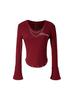 Colar American Street Camiseta de Manga Longa Decorada com Letras para Mulheres Nova Sexy Ins Cintura Fina Slim Top Curto