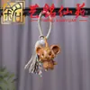 Sándalo Verde Colgante de Borla de los Doce Animales del Zodiaco Yi Ming Xian Yuan Madera de Haya Tallada Animales del Zodiaco Adorno Llavero de Borla