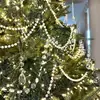 Decoración navideña cadena de cuentas transparentes colgante de copo de nieve artificial malla decoración de lugar de boda adorno colgante de copo de nieve transparente