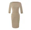 Vestido de Um Ombro Feminino 2026 Primavera/Outono Novo Design Cintura Fina Saia Bodycon Profissional Senso de Design Ligeiramente Maduro Vestido de Manga Três Quartos