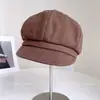 Gorra Octagonal de Lentejuelas Vintage de Color Sólido para Mujer, Versátil para Otoño e Invierno, Gorra de Boina de Moda, Gorra de Pato Cálida y Resistente al Frío