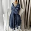 Gravata Jacquard Pied-de-Poule Retrô Artística Xale de Algodão Outono e Inverno Novo Cachecol Zen Liso Macio Masculino e Feminino