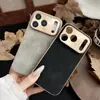Adequado para Capa de Celular Iphone17Promax Metal Galvanizado Furo Fino Lente Couro PU Apple 16 Capa Protetora 15