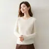 Suéter de cachemira con textura de onda de agua para mujer, cuello redondo, tejido de punto fino holgado, suéter versátil, suave y liso, manga larga, cárdigan de punto suave y liso