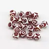 Cuentas redondas de ágata dzi rojo y negro del Tíbet, pulsera DIY de ágata roja, cuentas redondas de ágata, cuentas sueltas, accesorios dzi de tres ojos