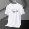 Camiseta Blanca de Verano Transpirable de Secado Rápido con Estampado, Manga Corta, Hielo de Seda, Tendencia para Hombre