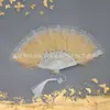 Leque Feminino Vintage Estilo Europeu com Renda e Flor Única, Leque de Orquídea de Verão, Leque Dobrável para Performance de Dança e Fotografia, Em Estoque