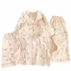Pijama Nuvem de Algodão Rosa Xadrez de Luxo para Mulheres, Conjunto de Três Peças de Verão com Bojos, Shorts de Manga Curta, Calça Longa, Roupa de Casa