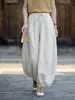 Nuevos Pantalones de Linterna de Algodón y Lino para Mujer Verano 2026, Pantalones Casuales Delgados Adelgazantes con Parches, Cintura Elástica con Cordón, Largo Corto