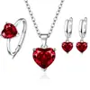 Amazon Aliexpress Pendientes de Zirconia Transfronterizos Anillo para Mujer Collar con Colgante en Forma de Corazón Conjunto de Tres Piezas Pendientes de Corazón