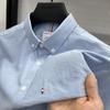 Camisa de Algodón Puro para Hombre, Estilo Verano 2026, Casual de Negocios, Para Hombre de Mediana Edad, Manga Corta, Cuello, Cómoda y Transpirable