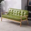 Sofá de café de três lugares simples de madeira maciça, moderno, minimalista nórdico, sofá individual de couro, sofá de dois lugares para sala de estar, para espaços pequenos