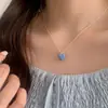 Azul Neblina sob Chuva Azul Creme Coreano Óleo Pingando Colar Amor Doce Fresco Versátil Corrente de Clavícula
