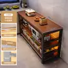 Estante de suelo multicapa para barra de bar, mesa estrecha con estantes, mesa de comedor, mesa divisoria para sala de estar, mesa larga simple de ocio para balcón