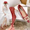 Zapatos de Boda Zapatos de Novia 2025 Primavera y Verano Nuevo Estilo Perla Modernos Cómodos de Gama Alta Cerrados Zapatos de Tacón Alto para Mujer