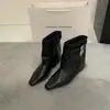 Calças de bota para aumentar a altura mulheres 2026 moda novo outono botas curtas bico quadrado fivela couro sola macia versátil emagrecedor botas western