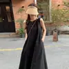 Elegante Vestido sin Mangas de Algodón y Lino Estilo Francés para Mujer, Nuevo Diseño Verano 2026 con Espalda Descubierta y Cuello Redondo Tipo Tank