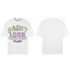 Saint Vintage Streetwear Americano Camiseta Holgada Vtg de Manga Corta para Hombre Camiseta Estampada Letra Retrato Camiseta Street