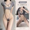 Lin Lin Ting Lencería Sexy Mono Sexy Huecos Escote Bajo Pecho Pequeño No Necesita Quitarse Uniforme Traje Tentación 2-1054