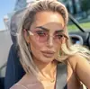 Gafas de Sol para Mujer Estilo Old Money Transfronterizas con Montura Plateada Color Rosa Toronja Celebridad de Internet Modelo Nuevo 2026 Gafas de Sol de Gama Alta con Protección UV