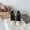 Nicho original Maillard Vintage camurça cano alto sapatos de lona para mulheres 2023 outono e inverno Novas botas curtas quentes forradas de lã