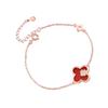 Collar de trébol de cuatro hojas en plata de ley 925 con diseño de nicho para mujer, pulsera de lujo con circonitas y lazo de ágata roja.