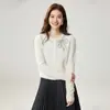 Otoño e Invierno Nuevo Estilo Ligeramente Maduro Estilo Elegante Cardigan de Punto con Lazo y Perlas para Mujer Delgado Moderno Favorecedor a la Figura Sentido del Diseño Suéter