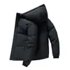 Chaqueta de algodón cálida corta de color liso con capucha, ajuste holgado, talla grande para hombre, nueva de invierno, transfronteriza