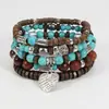 Pulsera de Cowboy del Oeste Nuevo Transfronteriza Personalizada en Forma de U Cactus Sombrero de Vaquero Pulsera Elástica con Perlas Turquesas