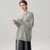 Nueva colección de otoño e invierno: suéter de cachemir para mujer, cuello redondo, color liso, capa base tejida, doble hebra de siete agujas, engrosado, estilo jersey, suéter cálido