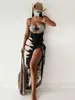 Traje de baño de una pieza nuevo europeo y americano para mujer con falda de gasa a rayas sexy conjunto de playa sexy transfronterizo traje de baño de dos piezas