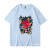 2024 Novo Comércio Exterior Manga Curta Verão Novo Marca Original Europeia e Americana Hip-hop Solto Prajna Wrap Estampada Camiseta