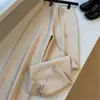 Pantalones de Punto Anchos Color Blanco Roto para Mujer, Estilo Perezoso Otoño e Invierno, Pantalones Deportivos Rectos Sueltos Casuales, Pantalones Largos tipo Mochi