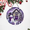 Decorações de rodelas de madeira de Natal transfronteiriças com grafite, Enfeites de parede e porta de Natal para casa, Decorações de árvore de Natal de madeira