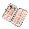 Conjunto de 7 Peças de Cortadores de Unha Cor Rose Gold, Conjunto Completo de Ferramentas para Manicure e Cuidados com as Unhas, Kit de Ferramentas de Unha Portátil para Casa