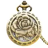 Reloj de Bolsillo Vintage de Bronce con Flor Doble de Ocho Pétalos para Hombres y Mujeres Reloj de Bolsillo de Cuarzo Reloj Grande Colgante Reloj de Regalo Reloj de Bolsillo Simple Creativo