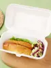 Caixa para cachorro-quente de polpa de papel, caixa de embalagem descartável, recipiente retangular para alimentos, sanduíche de croissant para levar, fabricante comercial de peça única