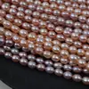 Perlas de agua dulce naturales 7-8 mm cuentas en forma de arroz perlas de agua dulce naturales collar DIY cuentas sueltas semiacabadas cuentas moradas en forma de arroz