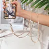 Cordón para teléfono de diamantes completos, cadena larga de diamantes completos lujosa, cadena para teléfono colgante corta de muñeca cruzada de alta gama, venta al por mayor transfronteriza