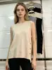 Colete Tricotado Estilo Europeu e Americano Transfronteiriço Estilo Coreano Primavera e Outono Novo Pulôver Solto Gola Redonda Sem Mangas Peça de Exterior Suéter Colete Feminino