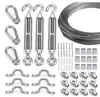 Ponto de Aço Inoxidável Cabo de PVC Corda de Aço Revestida Kit de Suspensão para Luzes de Fio para Exterior Gancho de Mola Aperto de Corda