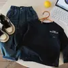 [Camada de base de algodão estilo coreano para outono] Camisa de camada de base moderna, coleção de primavera e outono, com estampa de letras, unissex, corte solto, top versátil