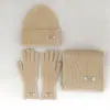 Nuevo Conjunto de Tres Piezas Elegante y Sencillo de Gorro, Bufanda y Guantes de Punto de Color Sólido, Hilo Cálido de Cachemira Sintética, Versátil Multicolor