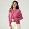 Nuevo Cárdigan de Punto con Cuello Redondo para Otoño e Invierno, Suave Cachemir para Mujer, Suéter de Punto Amigable con la Piel, Abrigo de Color Sólido con Manga Larga, Top Adelgazante