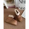 Nordeste Retro Fundo Grosso Aumento Explosões Botas de Neve Feminino 2024 Novo Inverno Forrado de Lã Sapatos de Algodão Quentes Espessados