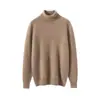 Suéter Básico de Cashmere de Gola Alta para Mulheres, Suéter de Tricô em Cor Lisa, Camada Interna Quente